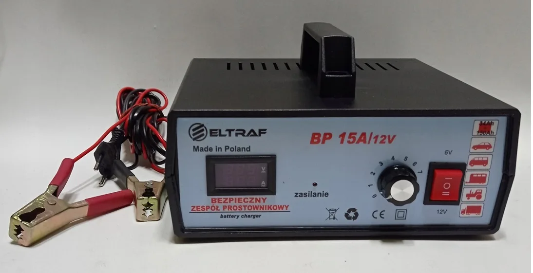 PROSTOWNIK 15A 6V/12V (AV) Z REGULACJĄ SKOKOWĄ