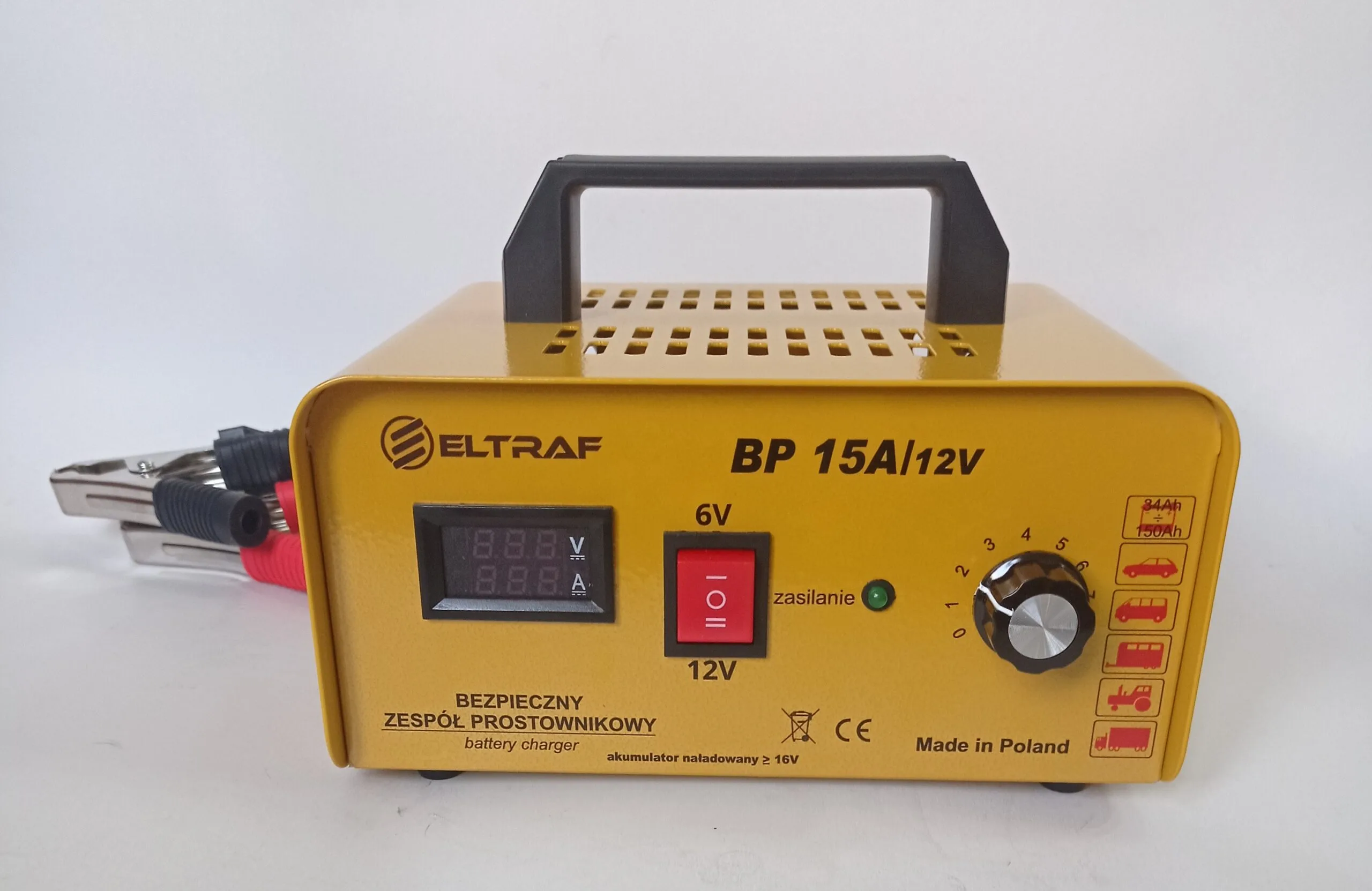 PROSTOWNIK 15A 6V/12V W METALOWEJ OBUDOWIE NOWOŚĆ