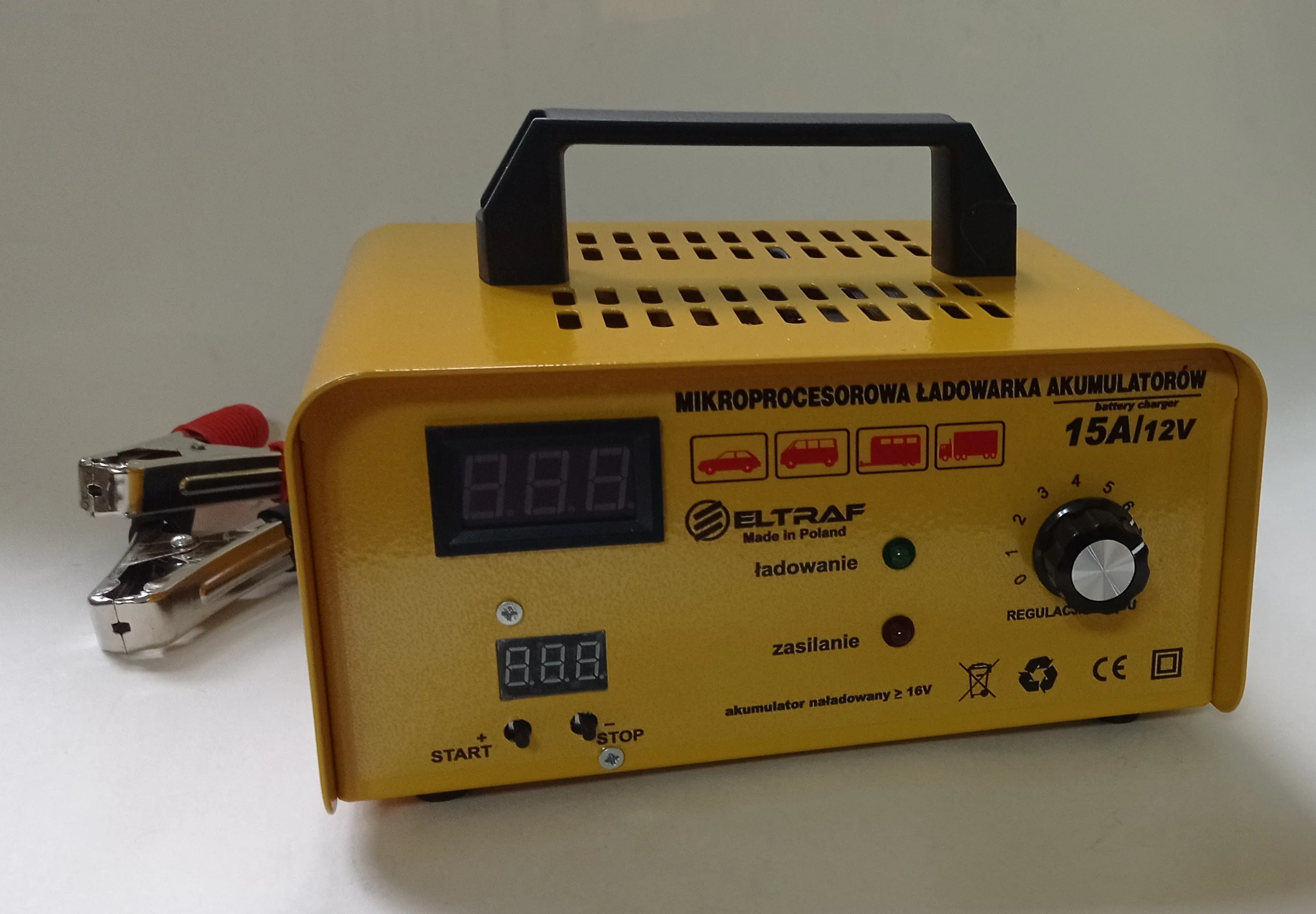 MIKROPROCESOROWA ŁADOWARKA 15A/12V W METALOWEJ OBUDOWIE NOWOŚĆ - obrazek 2